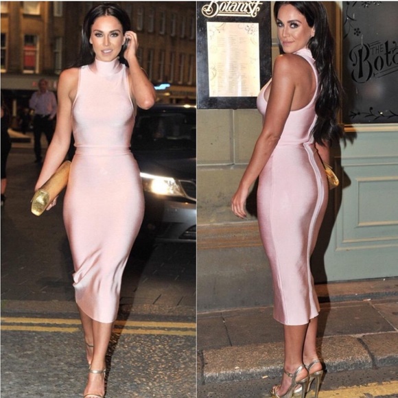 House of CB Dresses & Skirts - House of CB REI Mock Neck Bodycon Midi Maxi Bandage Dress in Blush, XS